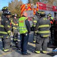 <p>At the scene of the crash on East Glen Avenue in Ridgewood.</p>