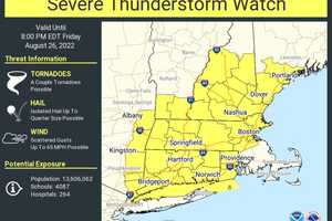 Severe Thunderstorm Watch Issued With 60 MPH Wind Gusts, Hail, Isolated Tornadoes Possible