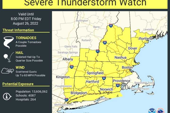 Severe Thunderstorm Watch Issued With 60 MPH Wind Gusts, Hail, Isolated Tornadoes Possible