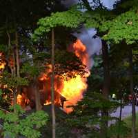 <p>At the scene of the fire off Hamburg Turnpike in Bloomingdale.</p>