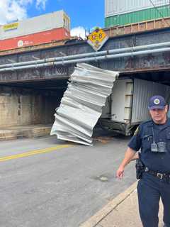 Tractor-Trailer Slams Into Railroad Bridge Full Of Train Cars In Pittsburgh (PHOTOS; VIDEOS)