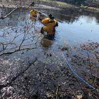 <p>Firefighters from Huntington Fire Company 3 saved a dog and a man stuck in the mud.</p>