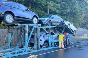 UPDATE: Car Carrier Of Hybrids Catches Fire, Closes Route 17 (PHOTOS)