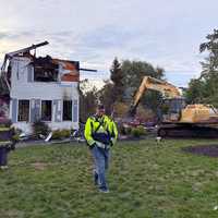 <p>Heavy equipment was brought in to demolish the Kings Point Trail house in Franklin Lakes on Sunday, Sept. 25, due to safety concerns.</p>