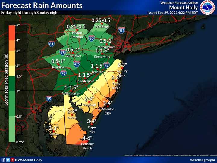 Heavy rain is expected across New Jersey over the weekend.