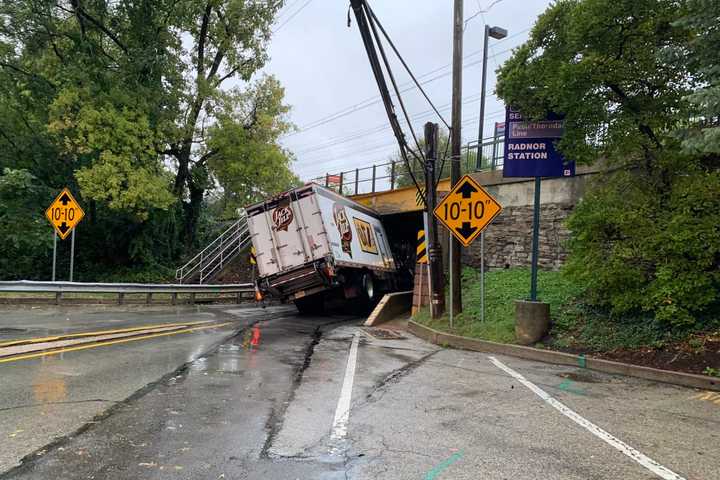 Delco Road Reopens After Truck Gets Stuck Under Bridge