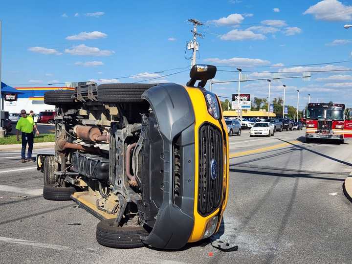 The scene of teh school bus rollover crash in York County.