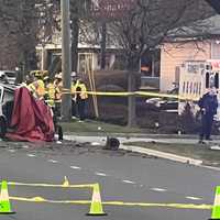 <p>The Jeep came to rest at the Exxon service station entrance after hitting the tree on the northbound Route 17 shoulder in Ramsey.</p>