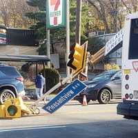 <p>No one was reported injury in the Monday afternoon crash Dec. 5 at the Hackensack/Hasbrouck Heights border.</p>