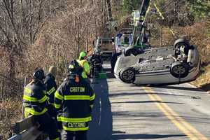 Vehicle Rolls Over In Northern Westchester, Driver Emerges Unscathed