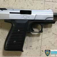 <p>The gun recovered from the suspect.</p>