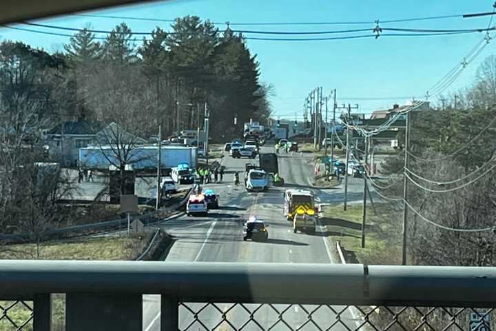 Rollover Crash Involving Tractor-Trailers Sends Central Mass Driver To Hospital