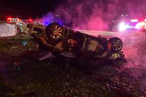 4 Ejected, Hospitalized After Fiery Rollover Crash In Quincy: Police