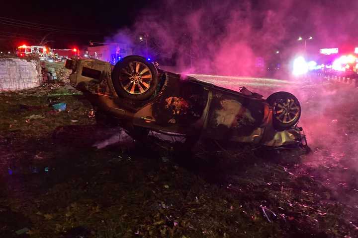 4 Ejected, Hospitalized After Fiery Rollover Crash In Quincy: Police