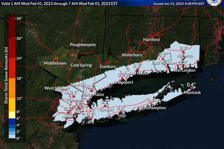 These Areas Could See Light Snow Accumulation Overnight