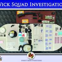 <p>Weapons and drugs seized from the Wick Squad.</p>