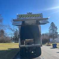 <p>The garbage truck that dumped the flaming load of trash is pictured here.</p>