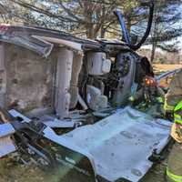 <p>Firefighters cut off the vehicle&#x27;s roof with hydraulic tools.</p>