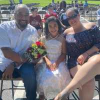 <p>Felicia with her parents, Alexlis Melendez and Elaina LoAlbo.</p>