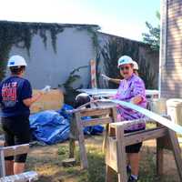 <p>Holy Child members enjoy their work helping to build a Habitat For Humanity home in Yonkers.</p>