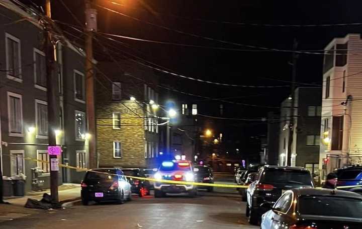 Police at the scene of Monday night&#x27;s shooting in Paterson.