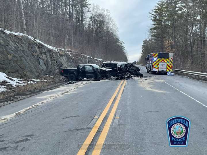 First responders on the scene of a serious car crash on Route 2 in Greenfield