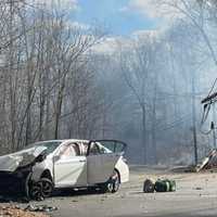 <p>Aftermath of the crash in Upper Saddle River.</p>