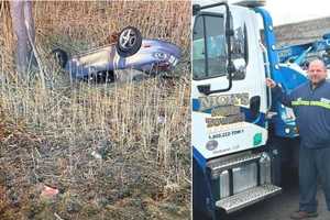 HERO: Tow Truck Driver Comes To Rescue Of Driver Whose Ragtop Rolled Into Rutherford Weeds