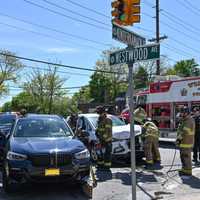 <p>At the scene of the crash at Kinderkamack Road and Westwood Avenue mid-morning Sunday, May 7.</p>