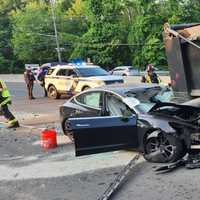 <p>A horrific early rush-hour crash on Route 4 in Teaneck on Thursday, May 18, sent a motorist to the hospital, authorities confirmed.</p>