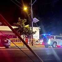 <p>At the scene of the crash outside the Karden restaurant at 630 Broad Avenue in Ridgefield.</p>