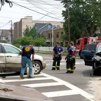 <p>The Honda SUV (at right) got the worst of the collision on Central Avenue &amp; Union Street in Hackensack on Friday, June 30.</p>