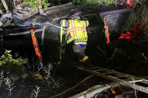 Pickup Crashes Through Route 17 Guardrail, Down Embankment