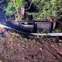 <p>The pickup landed on its driver&#x27;s side down an embankment off southbound Route 17 just past Sheridan Avenue in Waldwick.</p>