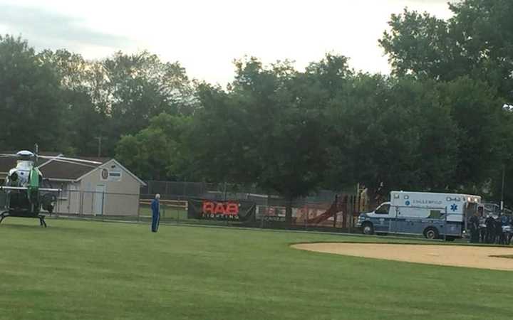 An ambulance took the victim to Hogan Field, where a medical chopper was waiting.