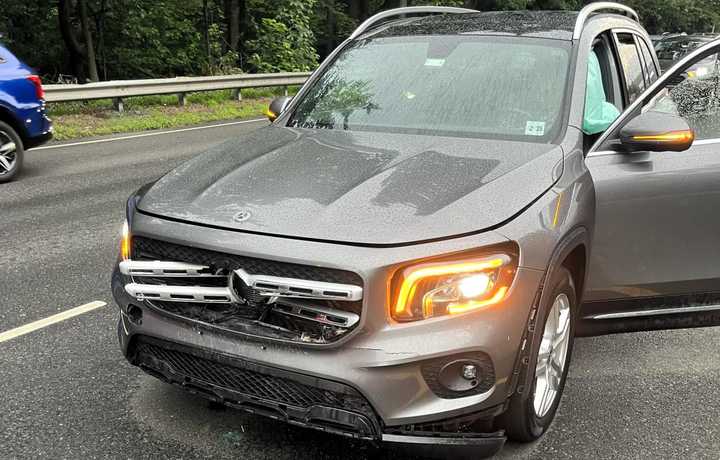 The 2023 Mercedes-Benz GLB 250 hit the deer on the westbound highway in Englewood shortly before 6:30 p.m. Saturday, July 16.