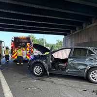 <p>The smashed-up 2020 Chevy Equinox</p>