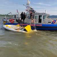 <p>First responders came to the rescue of a man whose boat capsized.</p>