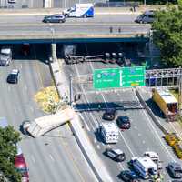 <p>Aerial view of the wreckage on Route 17 in Mahwah.</p>