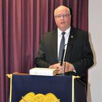 <p>Acting Westchester County Police Commissioner Martin McGlynn administering the oath of office.</p>