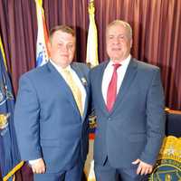 <p>Two generations of WCPD law enforcement with WCPD Lieutenant Jeff Hunt and his newly sworn in son Jeffery Hunt.</p>