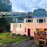 <p>The aftermath on Monday, Aug. 14, at 1 Kinderkamack Road in Hillsdale.</p>