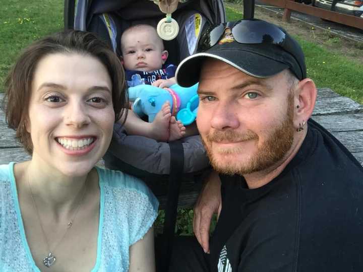 Alyson Connolly-Randazzo with boyfriend Chris Bolton and baby Isabella.