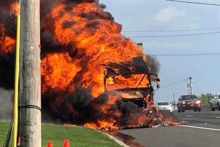 Tractor-Trailer Inferno Jams Northbound Route 17 In Ramsey