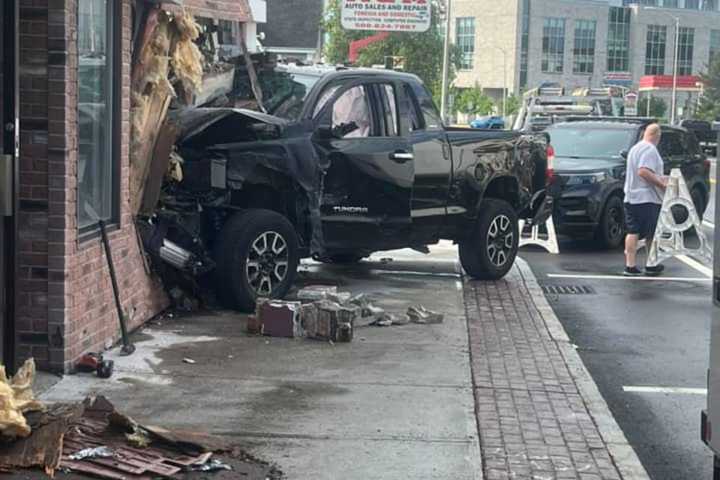 Man Crashes Truck Into Cars, Building Before Running Away In Eastern Mass