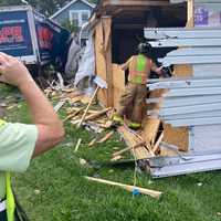 <p>The damage from the tractor-trailer.</p>