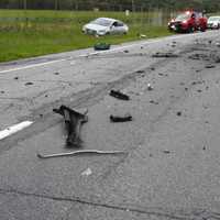 <p>The scene of the head-on crash in Newburgh.</p>