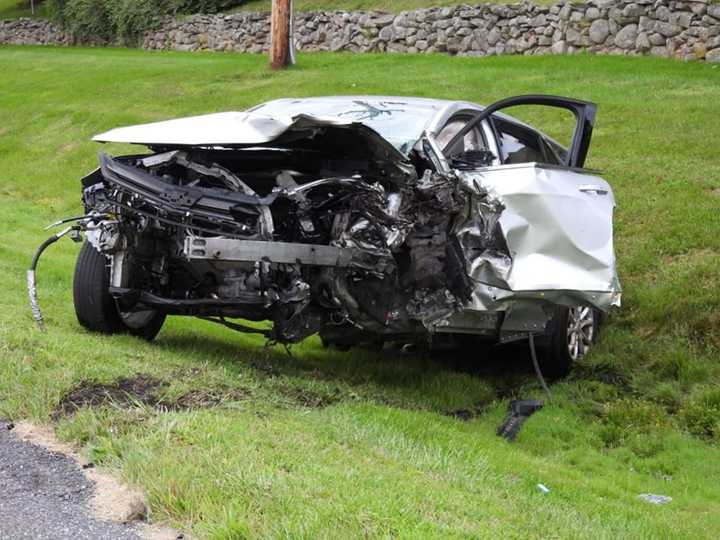 One of the cars involved in the crash.