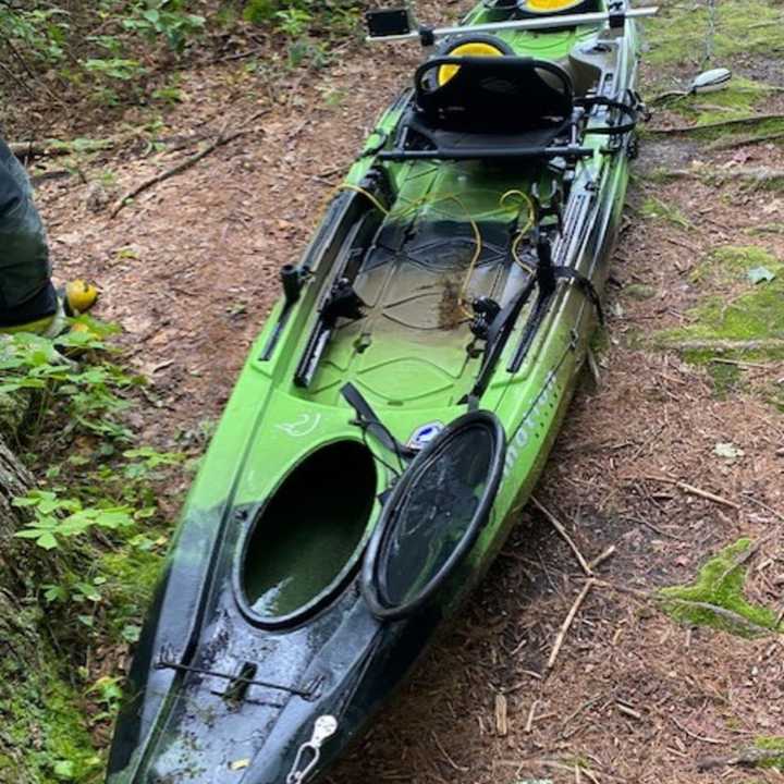 Douglas police ask anyone who knows the owner of this kayak found floating without its rider at Whitins Reservoir on Thursday, Aug. 17, to contact investigators at 508-476-3333.