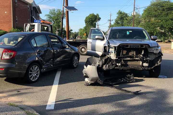 Pickup Truck, Sedan Collide In Hackensack